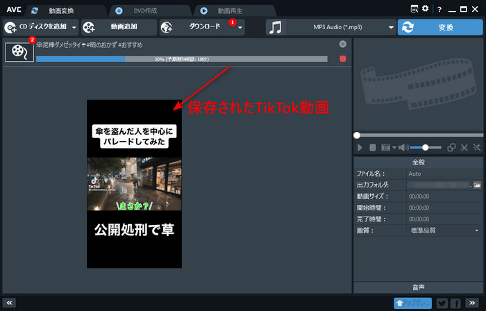 Any Video Converter Freeを使ってtiktok動画を保存